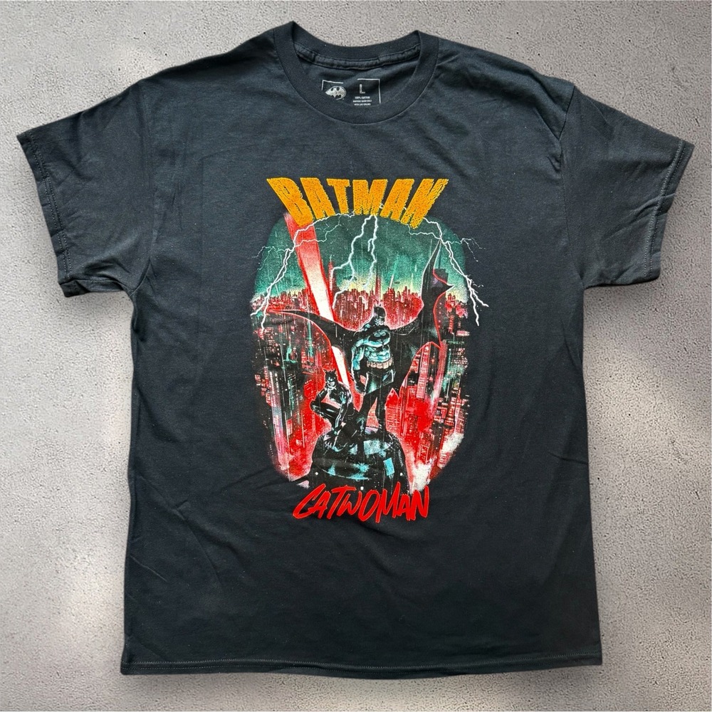 CVLA x Batman Catwoman Gotham City Graphic T-Shirt Mens Large Black DC Comics